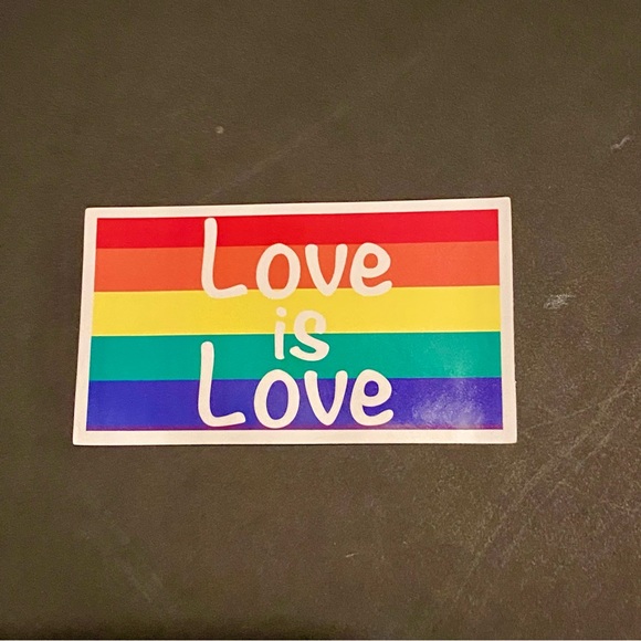 US SELLER Gloss Love Is Love Flag Ally Rainbow LGBT Sticker Pride Gay Rectangle - Picture 4 of 4